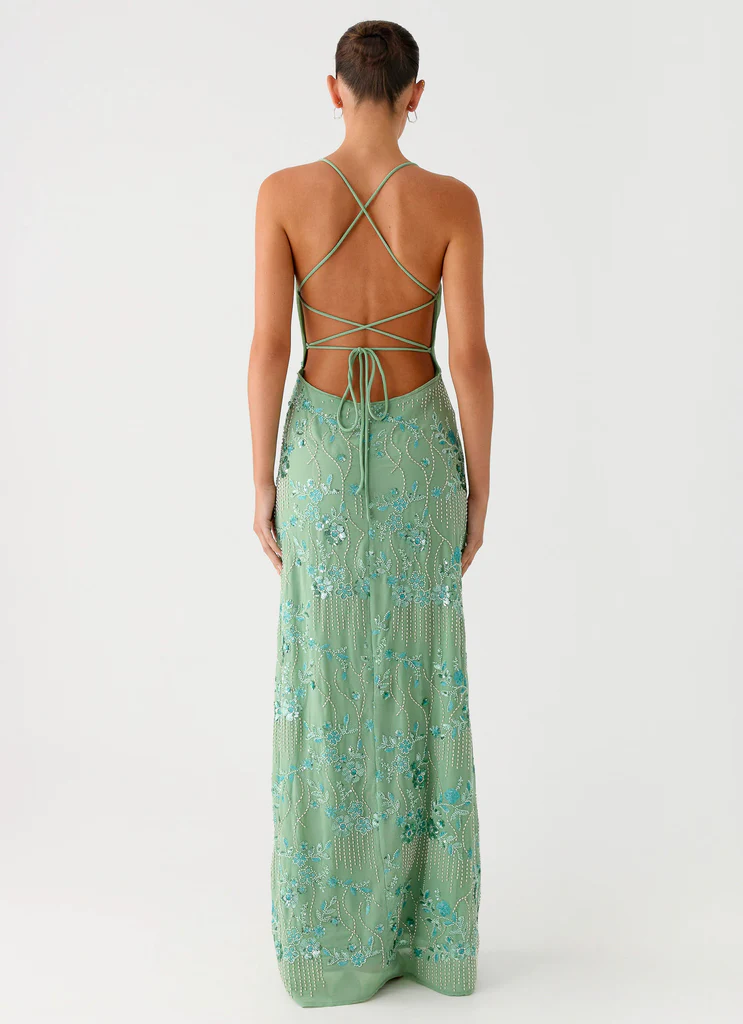 Robe maxi à sequins Vietta - Menthe