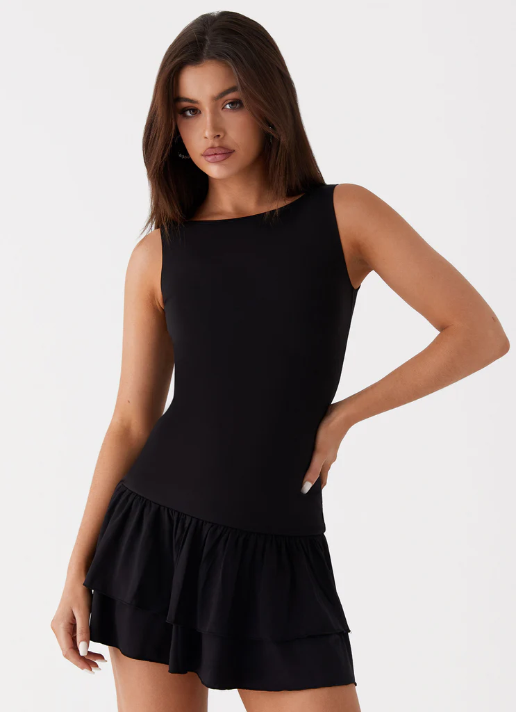 Robe Mini à Volants Rhiannon - Noir