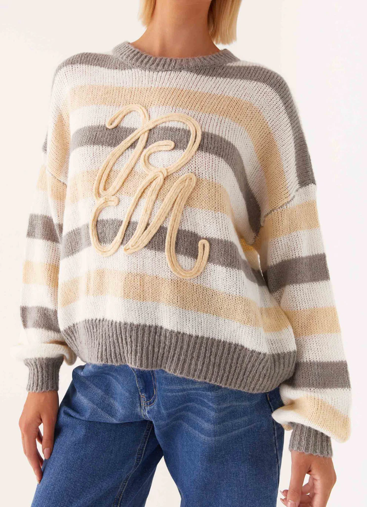 Pull Oversize à Caractère Principal - Rayures