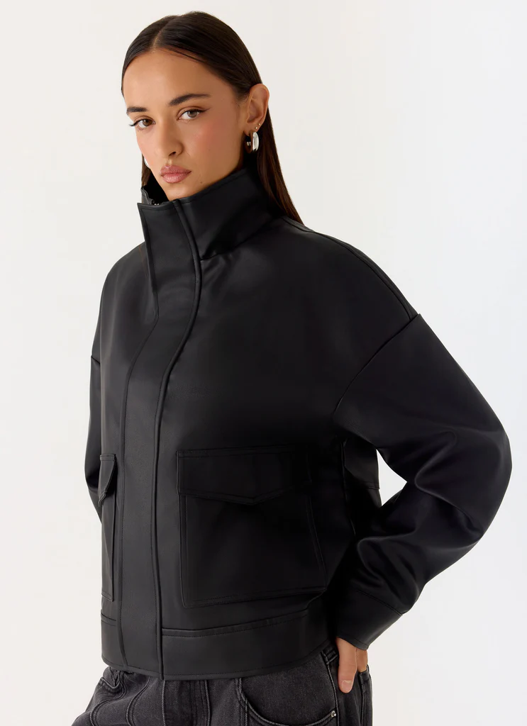Veste Bomber PU James - Noir