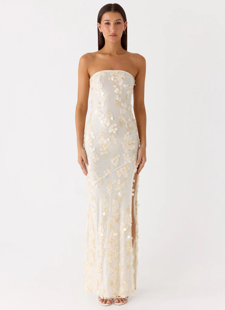 Robe Maxi Minni à Strass - Ivoire