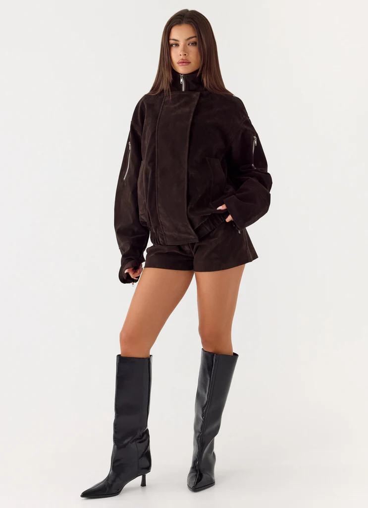 Veste en simili cuir Marlow - Chocolat
