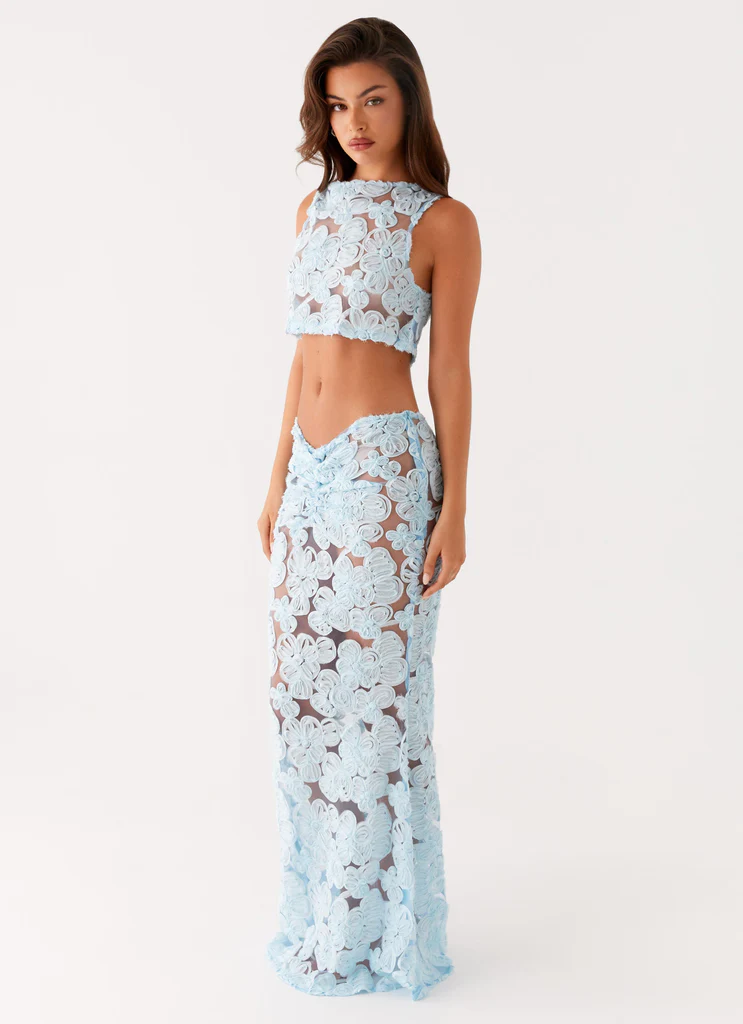 Jupe Maxi Fiorella Floret - Bleu