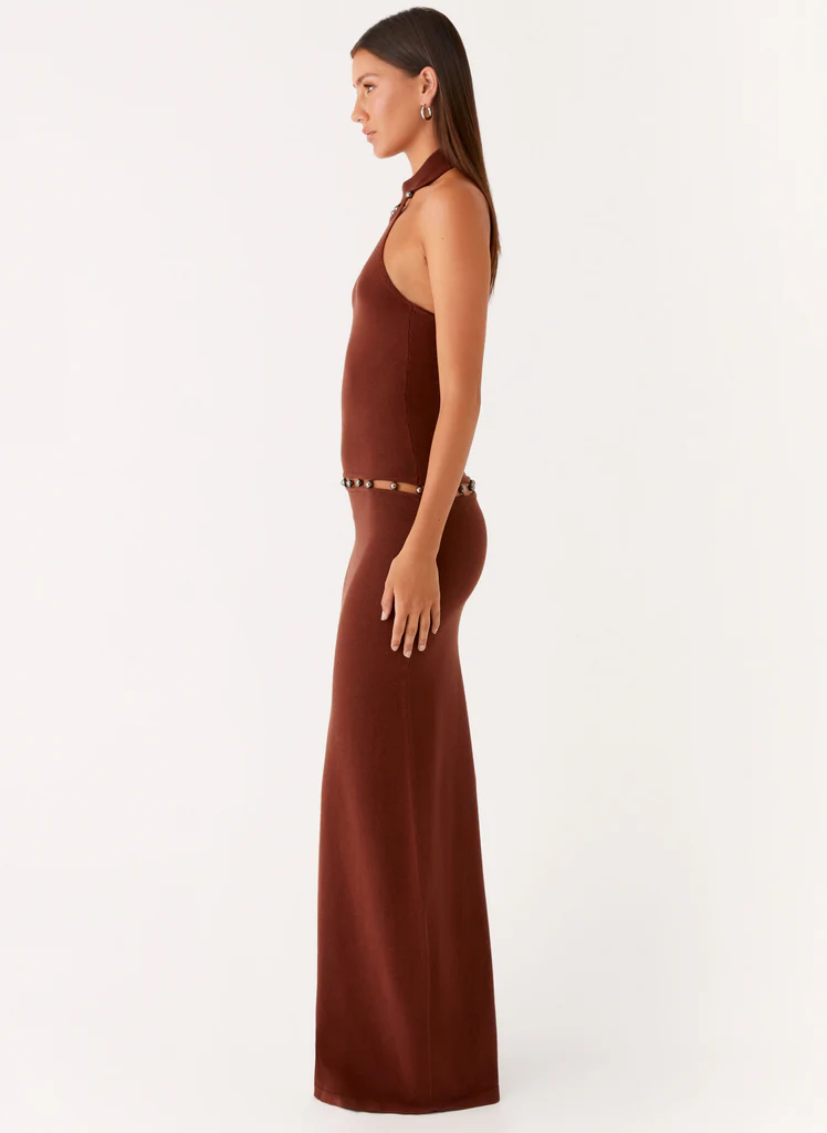 Robe maxi tricot Opaline - Chocolat