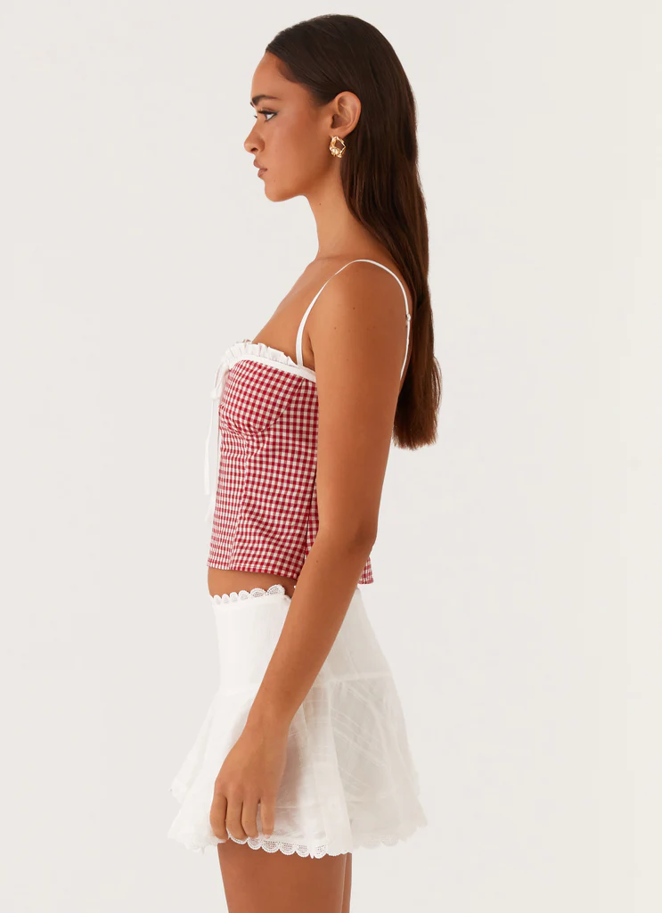 Haut bustier à volants Palmer - Carreaux rouges