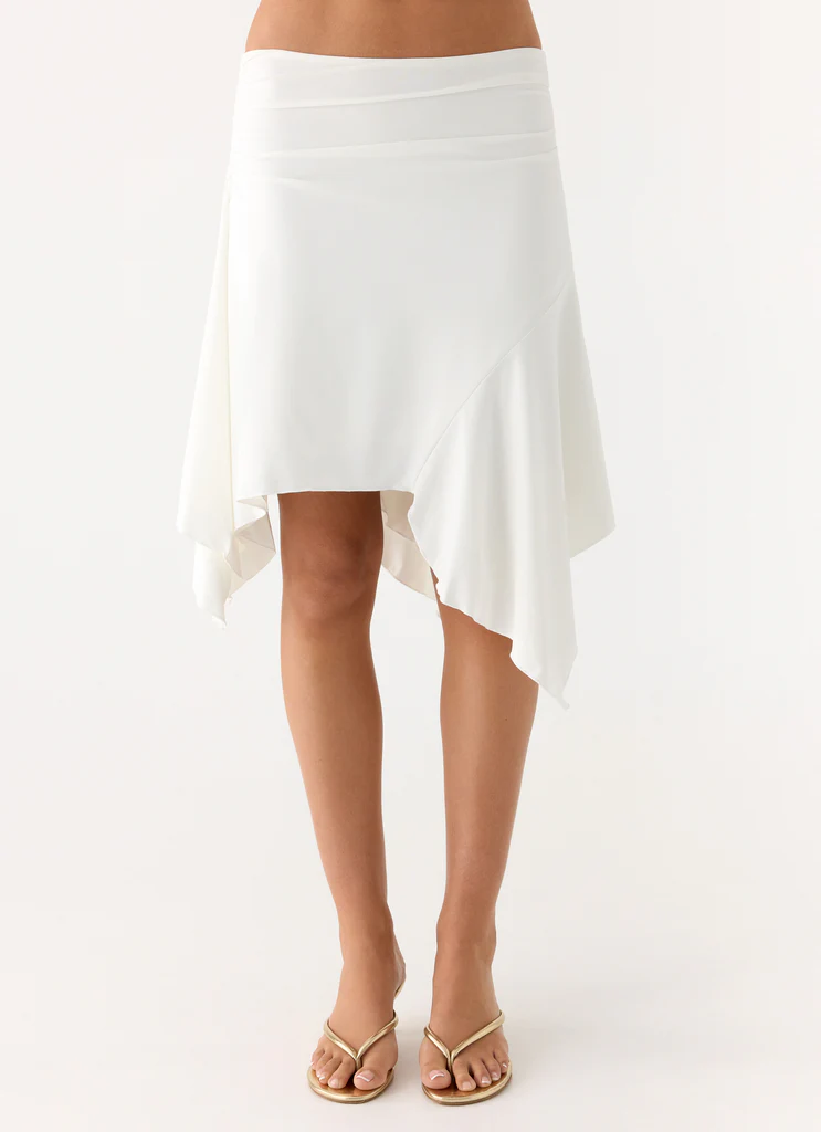 Maxina Jupe Midi Asymétrique - Blanc