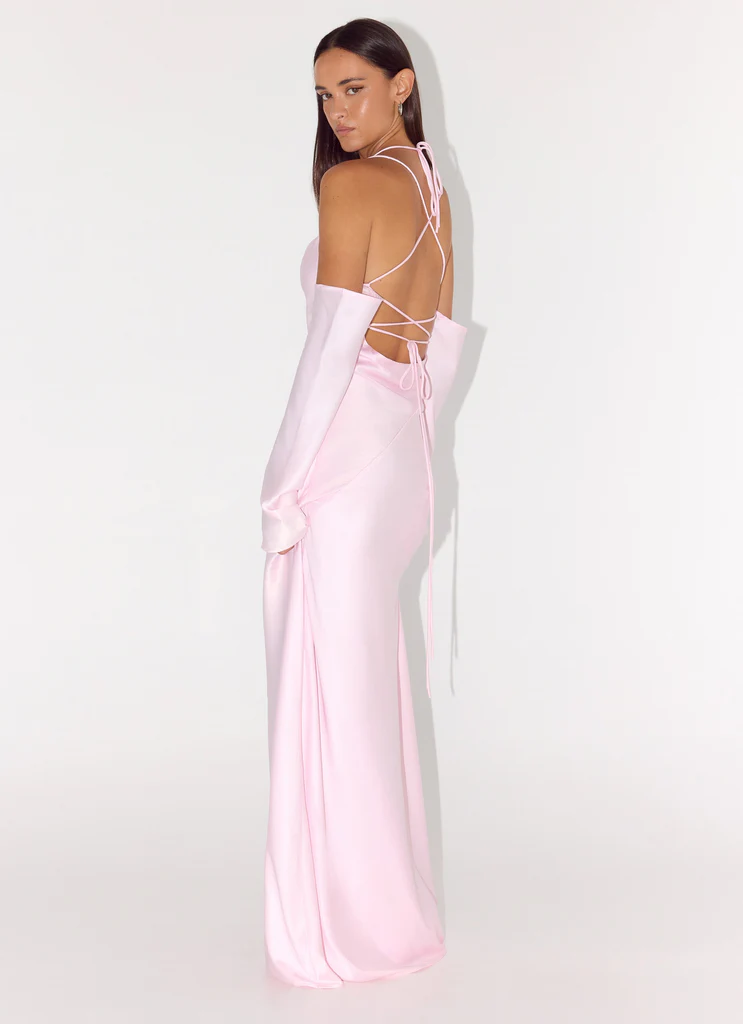 Robe maxi à manches longues Breathe Me - Rose pêche