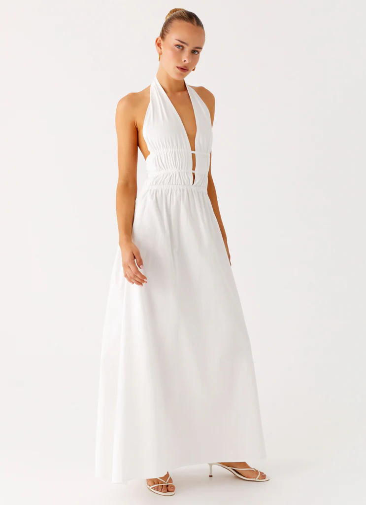 Robe maxi à bretelles Figaro - Blanc