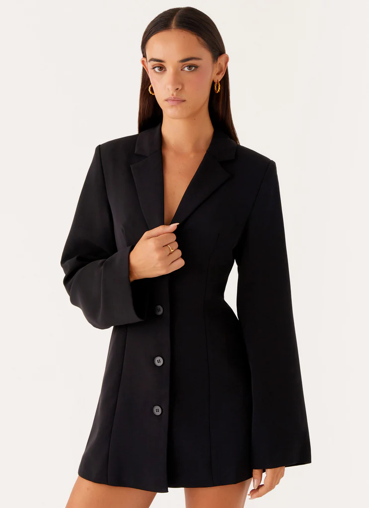 Robe mini à veston ajustée Albi - Noir