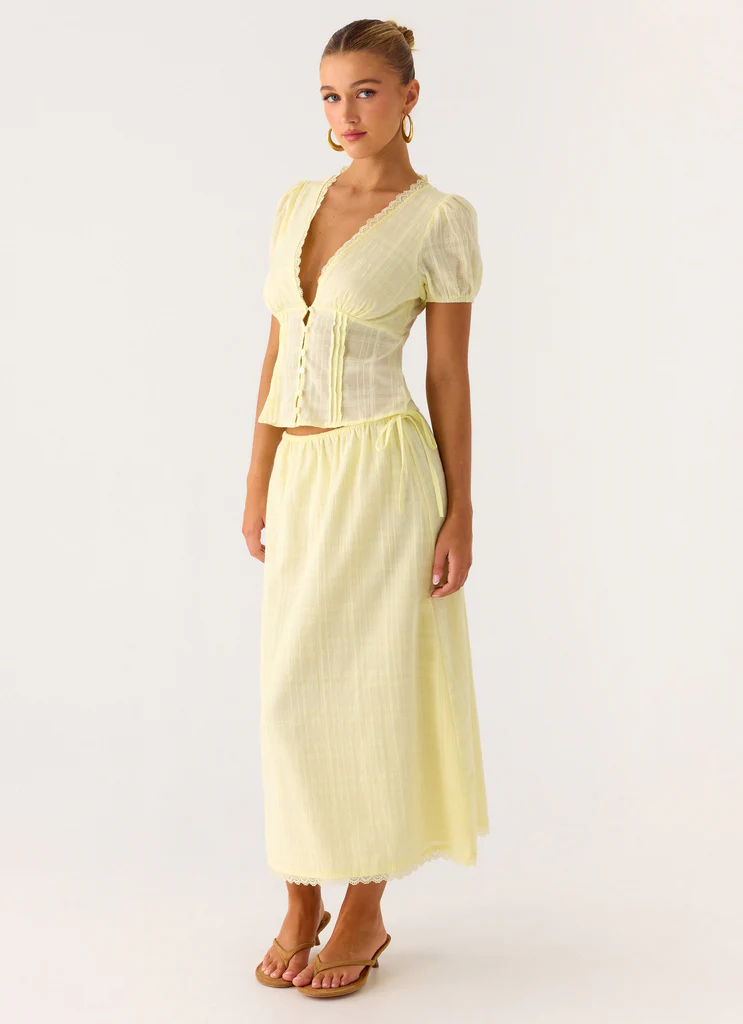 Jupe Midi Sweet Lullaby – Jaune citron Jupe Midi Sweet Lullaby - Jaune citron