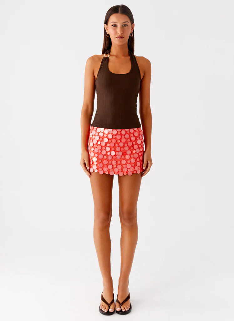 Mini-jupe Movie Star - Rouge mandarine