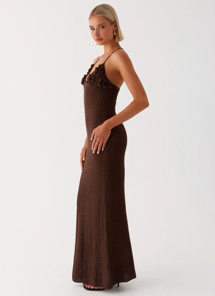 Robe maxi en crochet rose Zara - Chocolat