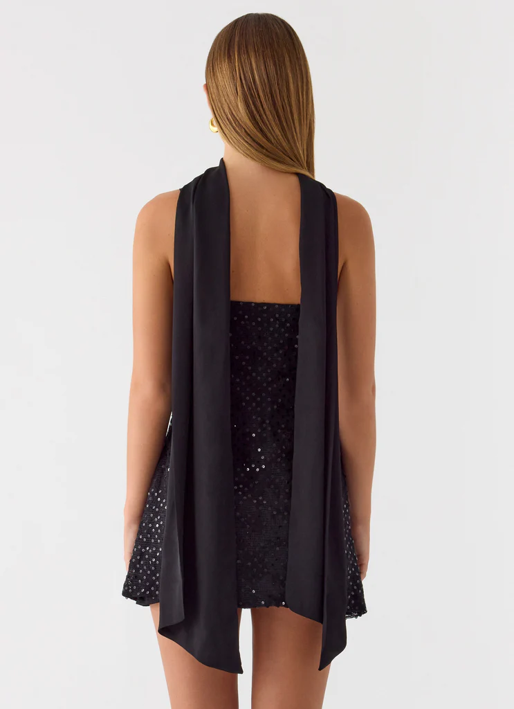 Robe Mini à Strass Vision - Noir