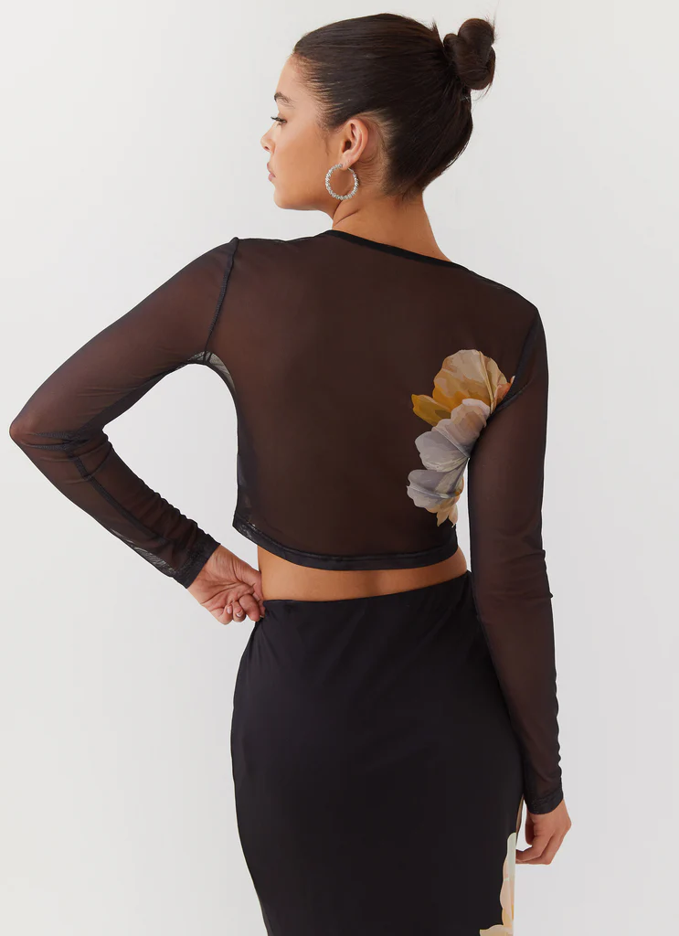 Top à manches longues en maille Chain Reaction - Noir Orchidée