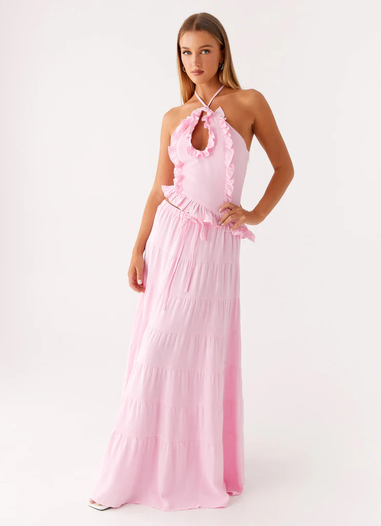 Jupe Maxi en Lin Mariella - Rose