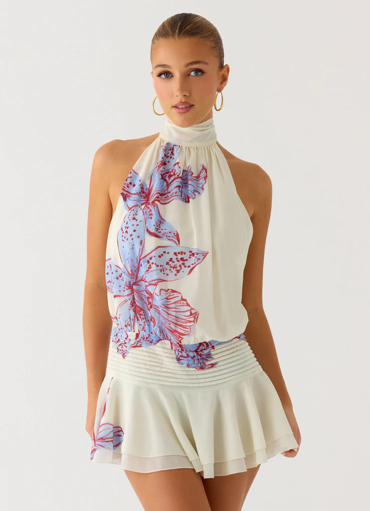 Robe Mini en Chiffon Willow - Fleurs Violettes