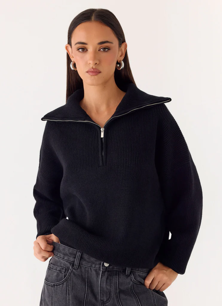 Pull-over à moitié fermeture éclair Eirena - Noir