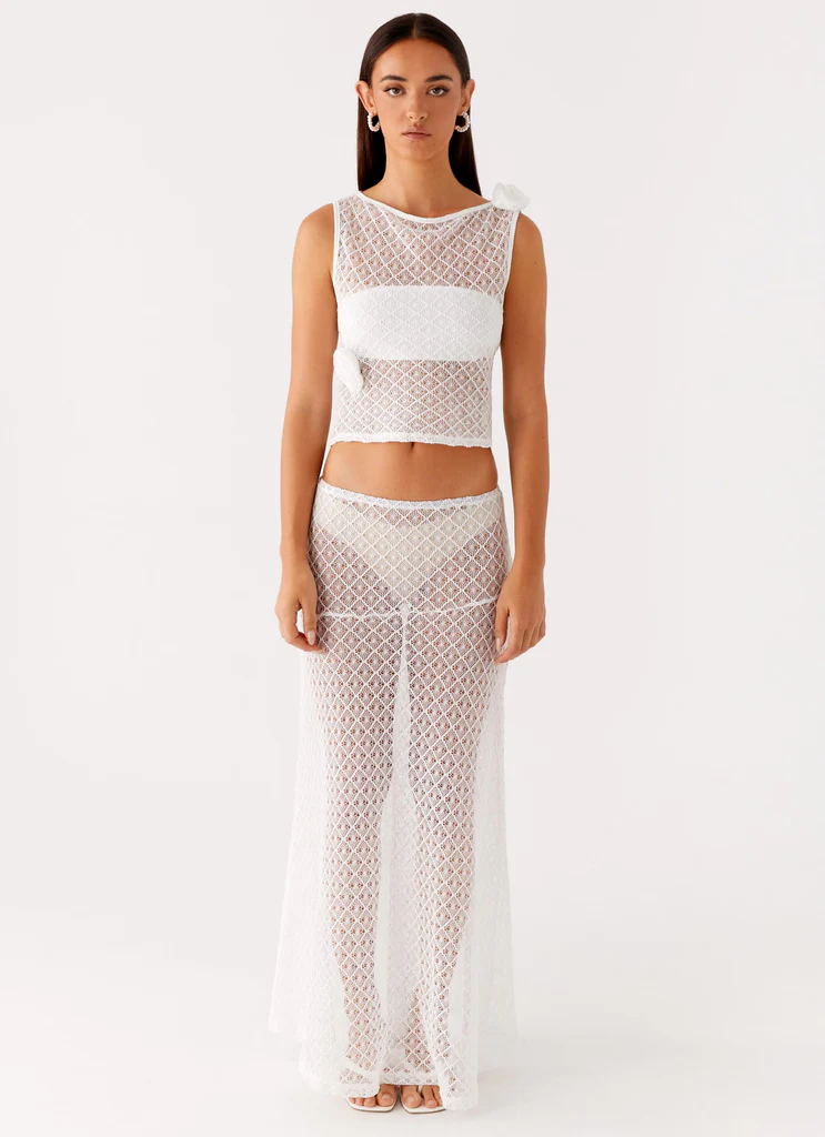 Jupe maxi en crochet Velli - Blanc