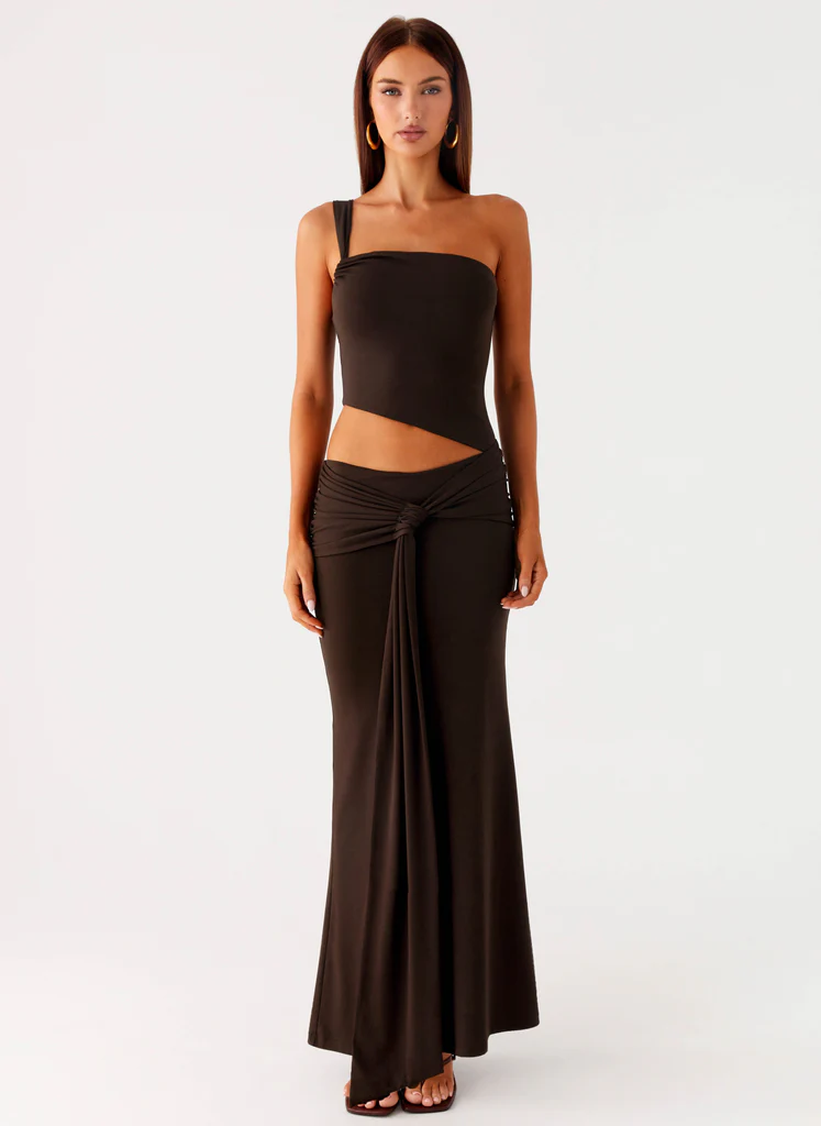 Robe Maxi à Découpe Luara - Chocolat