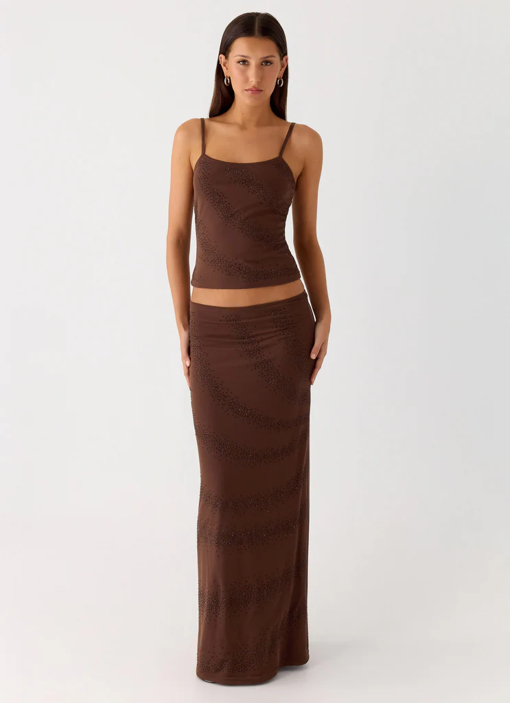 Jupe maxi perlée Sweet Sky – Chocolat Jupe maxi perlée Sweet Sky - Chocolat