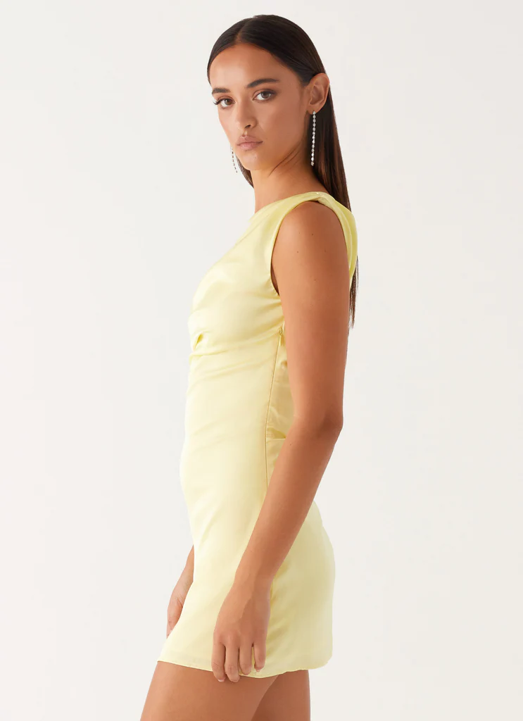 Robe Mini Satin Cœur de Verre - Jaune