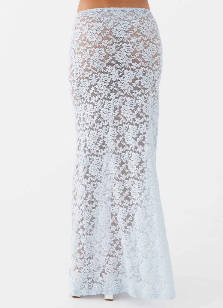 Jupe maxi en dentelle Zephyra - Nuage bleu