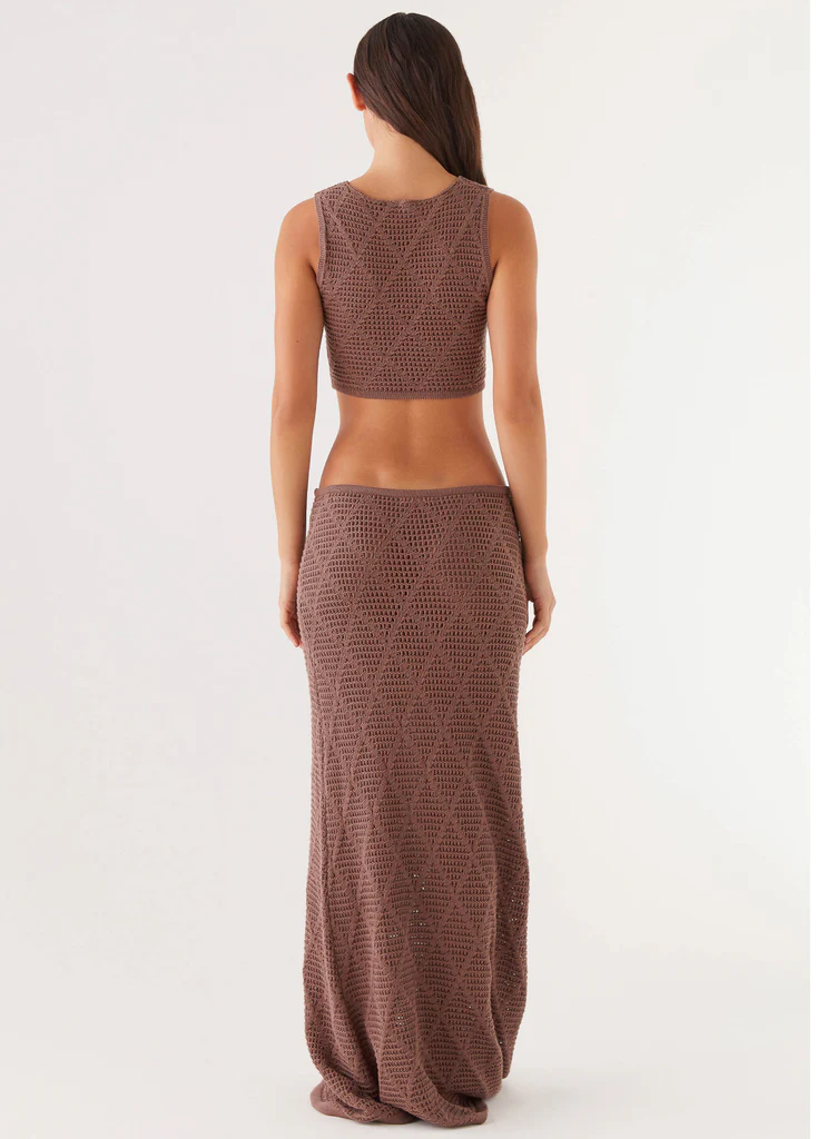 Santonio Crochet Maxi Skirt - Chocolat