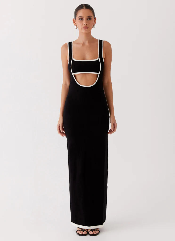 Robe maxi tricot Lost In Paris - Noir