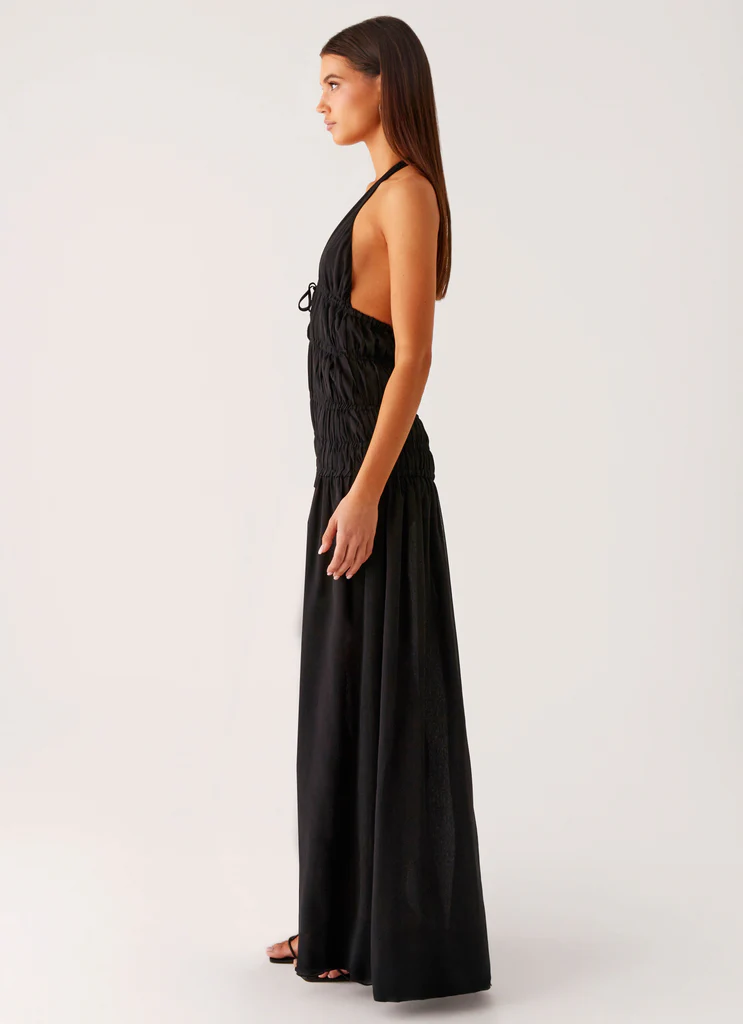 Robe maxi à bretelles Dione – Noir Robe maxi à bretelles Dione - Noir