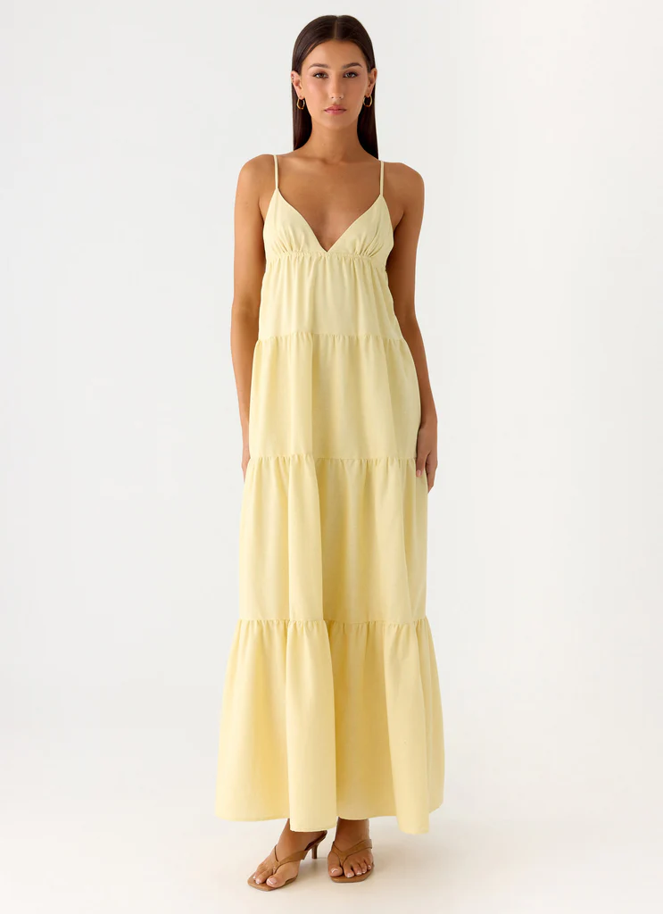 Robe maxi en lin Lotty - Jaune