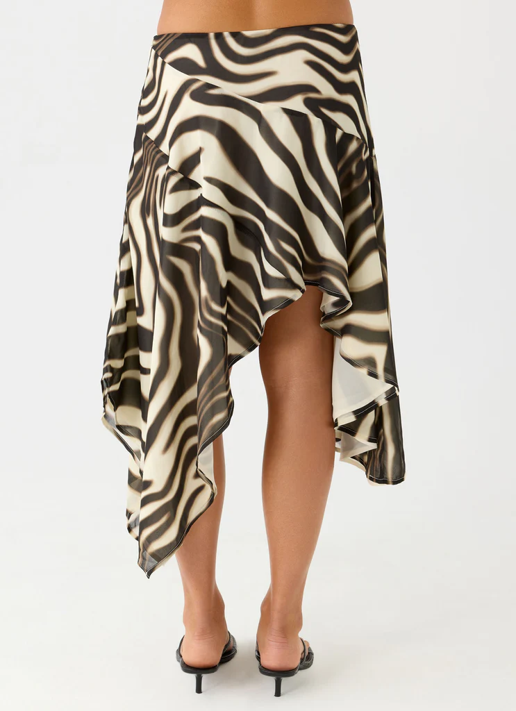 Jupe Midi Asymétrique à Haute Taille Kia - Zèbre