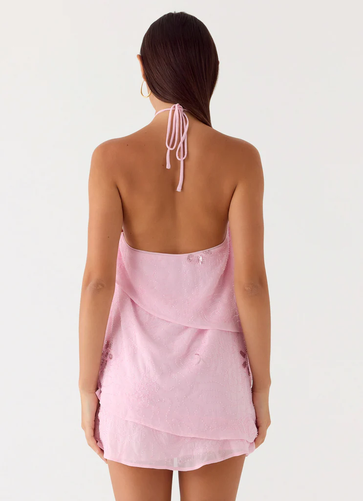 Robe Mini à Perles On The Go - Rose