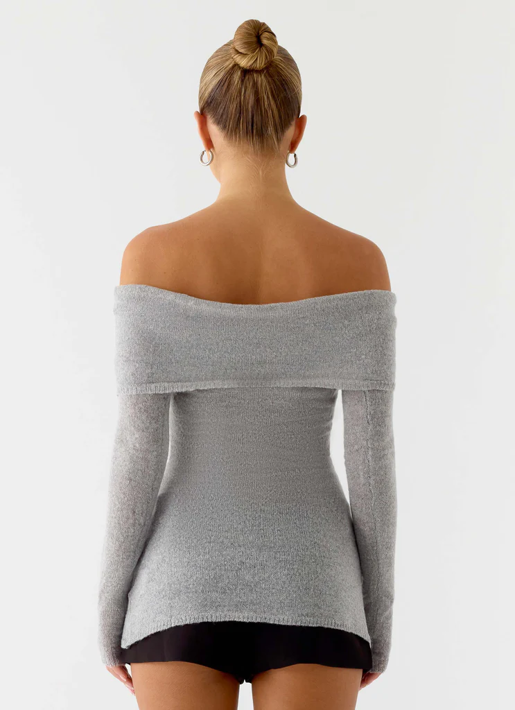 Top tricot Romeo Bardot - Gris