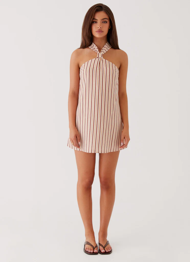 Robe Mini Micro en Lin Keira - Rayures Passiflore