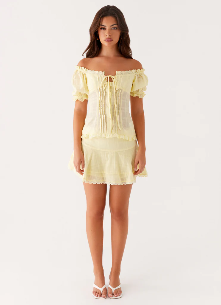 Mini jupe 100 % - Jaune