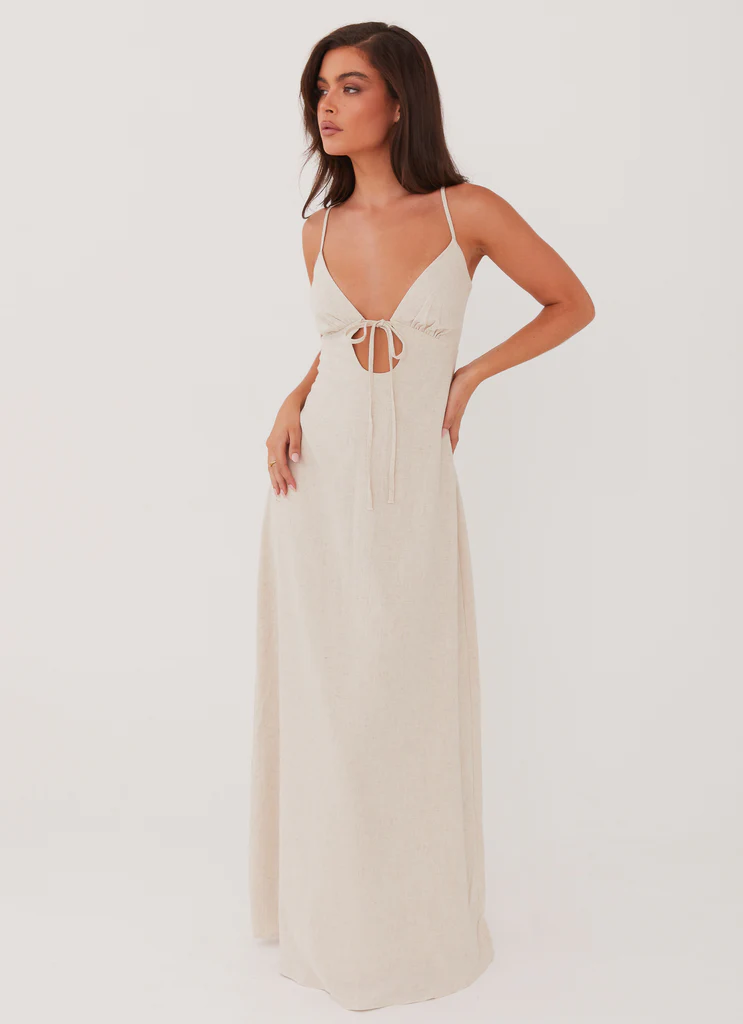 Robe maxi en lin Flora - Oatmeal