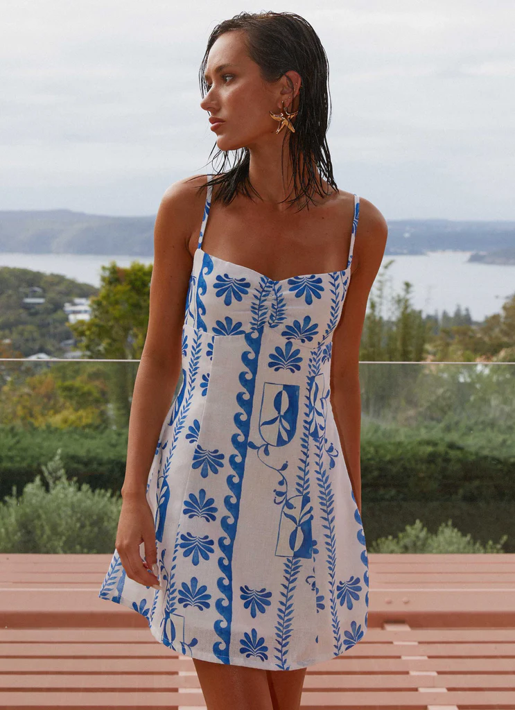 Robe Mini en Lin Isra - Ondes Florales