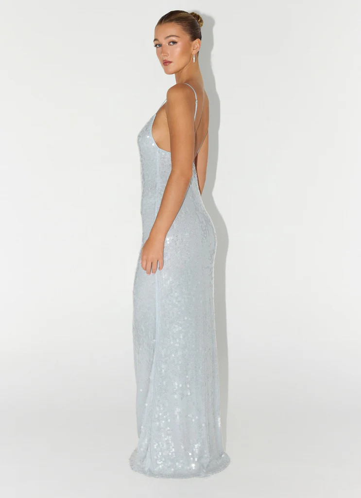 Robe Maxi à Strass Solo - Bleu Nuit