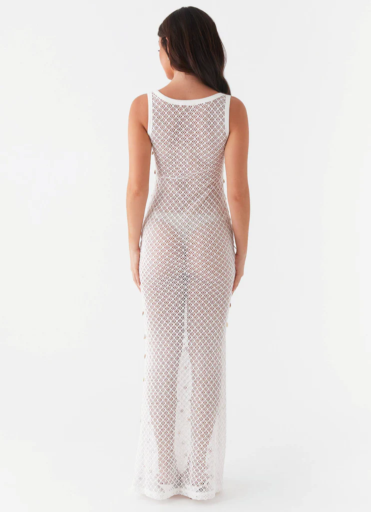 Robe maxi tricot coquille Penida - Blanc