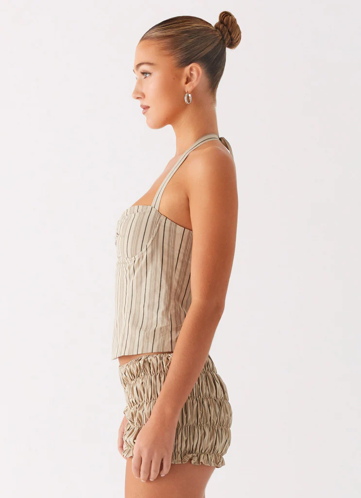 Haut bustier à bretelles Cheryl - Rayures Oatmeal