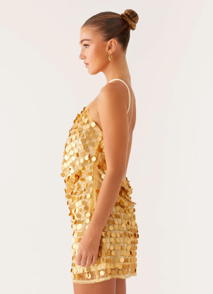 Robe Mini à Strass Xander – Or Robe Mini à Strass Xander - Or