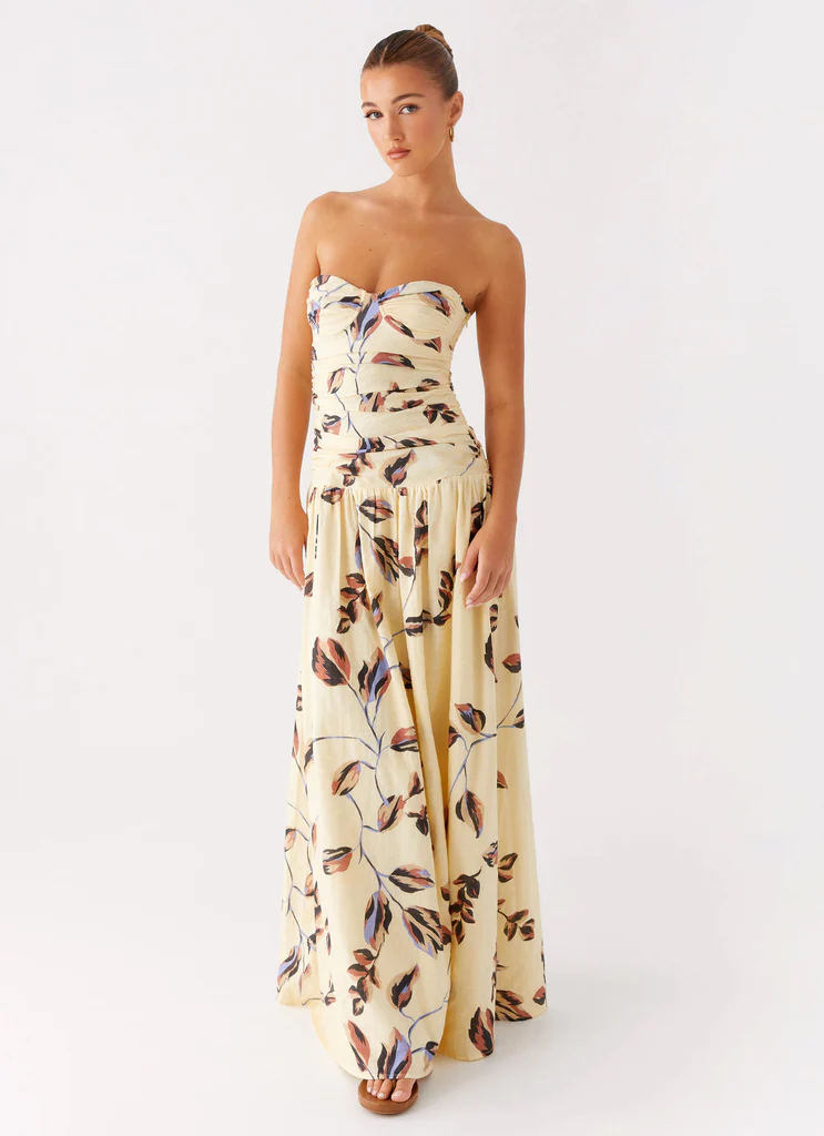 Robe Maxi Ruchée Rhea - Bonheur Beurre de Cacao