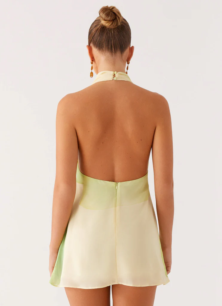 Robe Mini à Col en Cloche Zofia - Fleurs Vertes