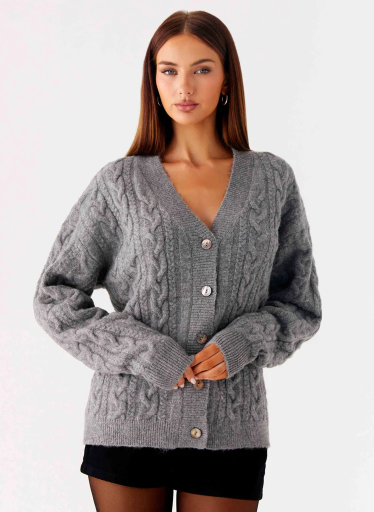 Cardigan tricot à mailles Frawley - Gris