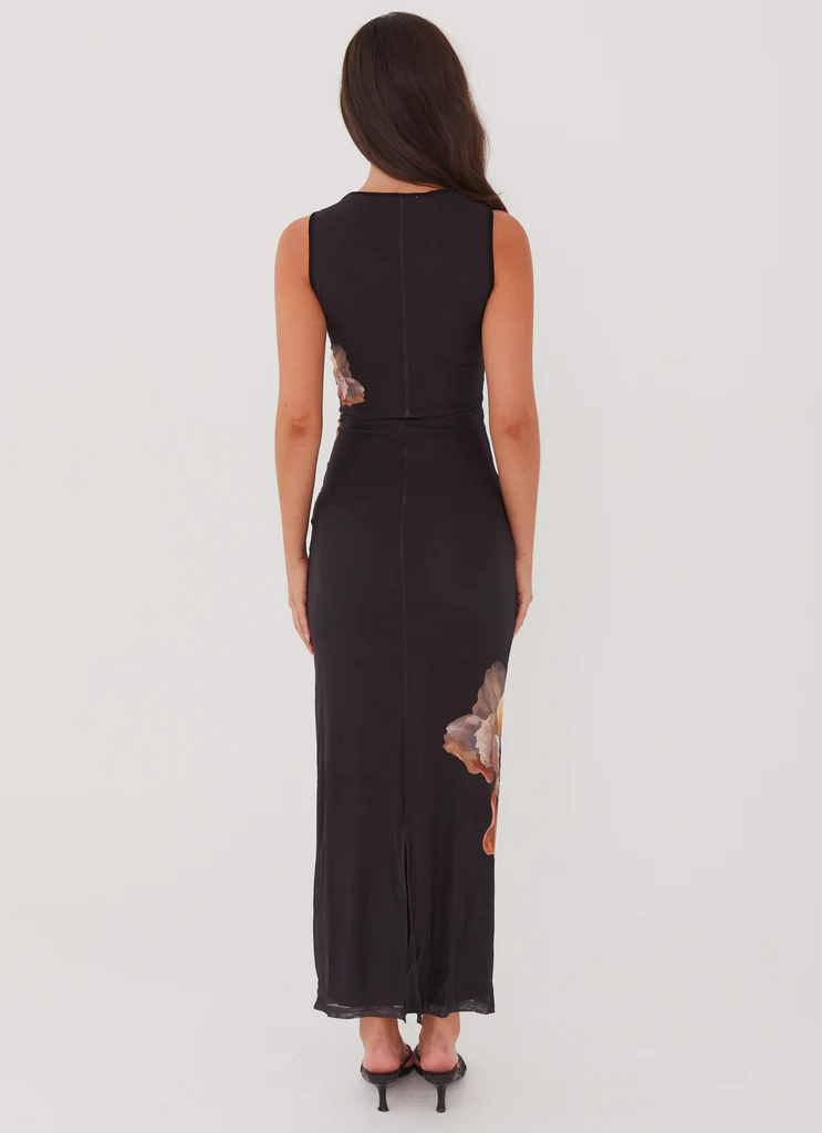 Robe maxi en maille Effets secondaires - Noir Orchidée
