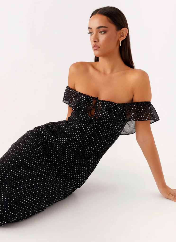 Robe maxi Cherry Écarlate - Taches noires