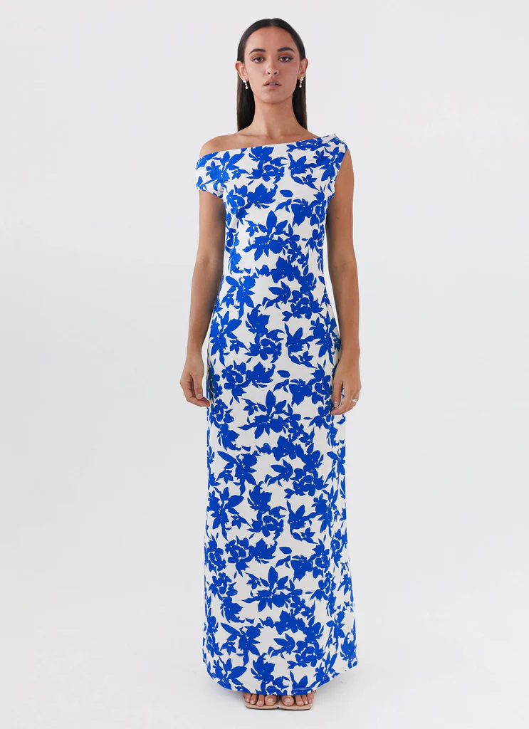 Robe Maxi Épaules Découvertes Pyper - Floral Bleu