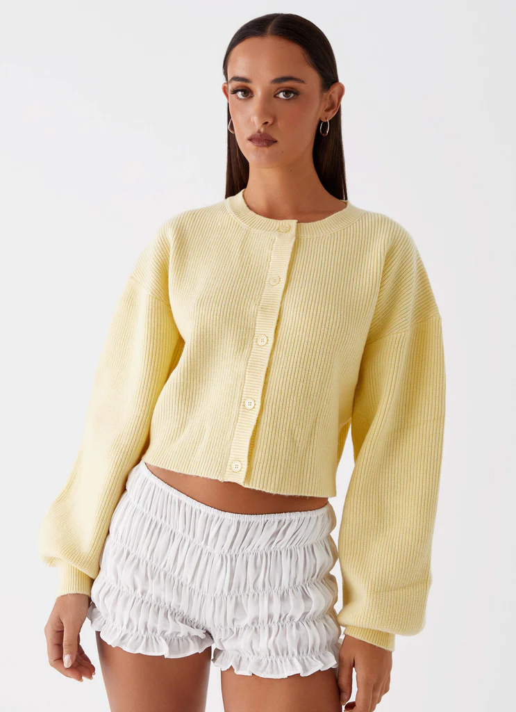 Cardigan tricot Daphne - Jaune beurre
