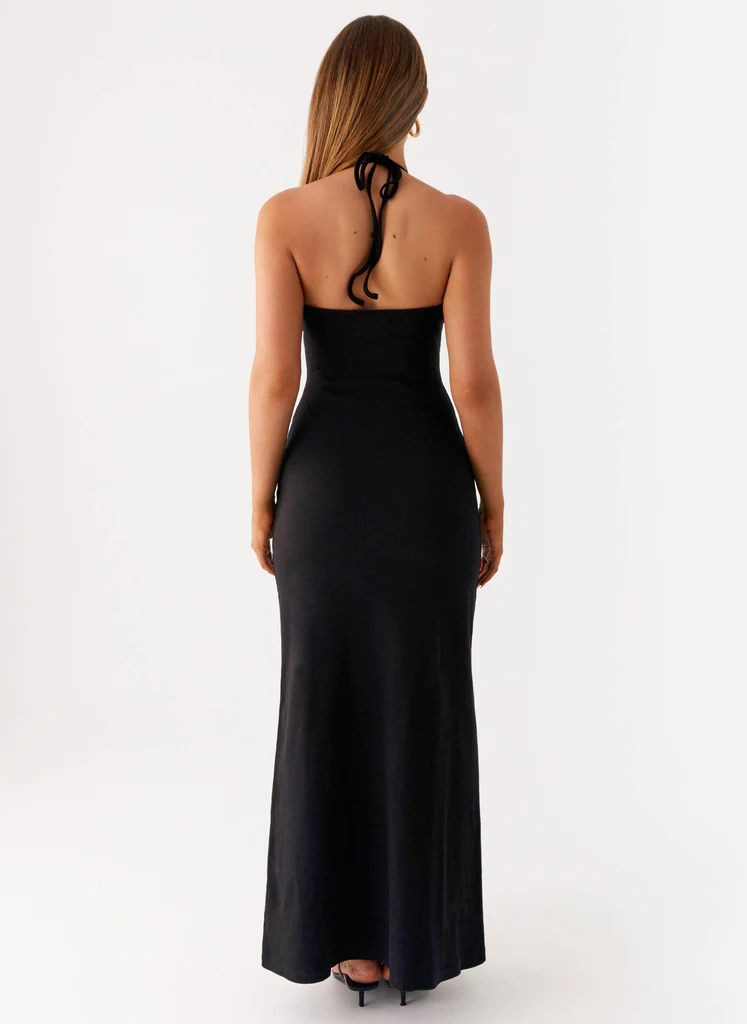 Robe maxi à boutons Yaselle - Noir