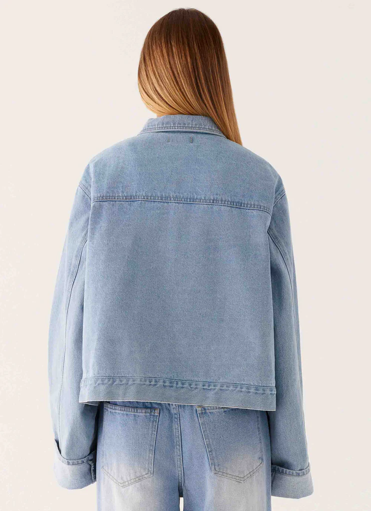 Veste en denim oversize Back Again - Bleu clair